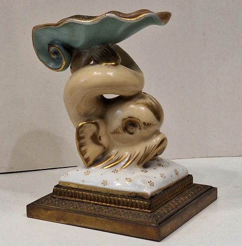 Antigo Porta-relógios em porcelana policromada 
