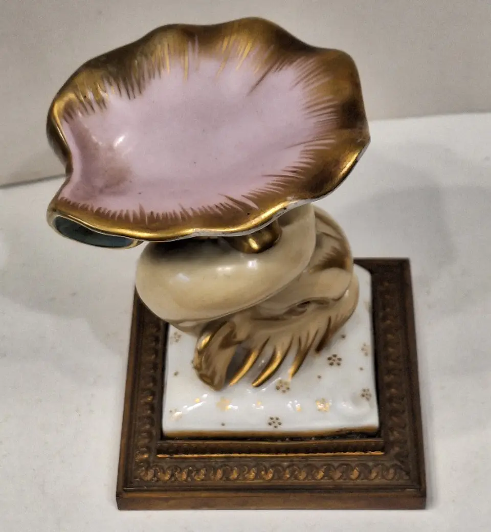 Antigo Porta-relógios em porcelana policromada  4