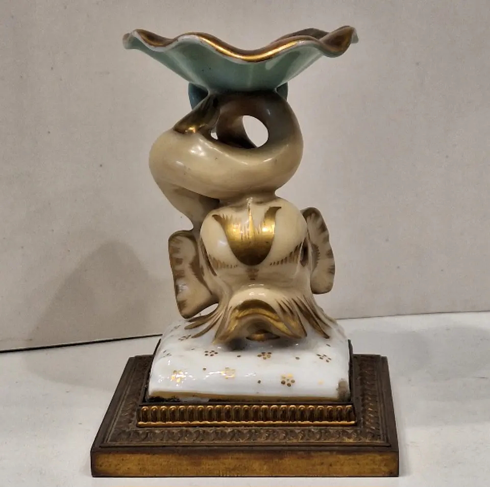 Antigo Porta-relógios em porcelana policromada  5