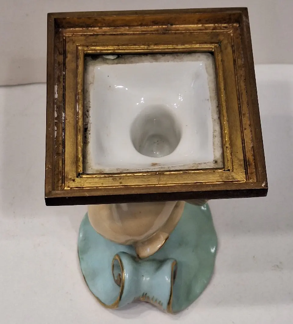 Antigo Porta-relógios em porcelana policromada  7