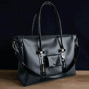 TOTEBAG OFFICE RIBBON VELVET BLACK