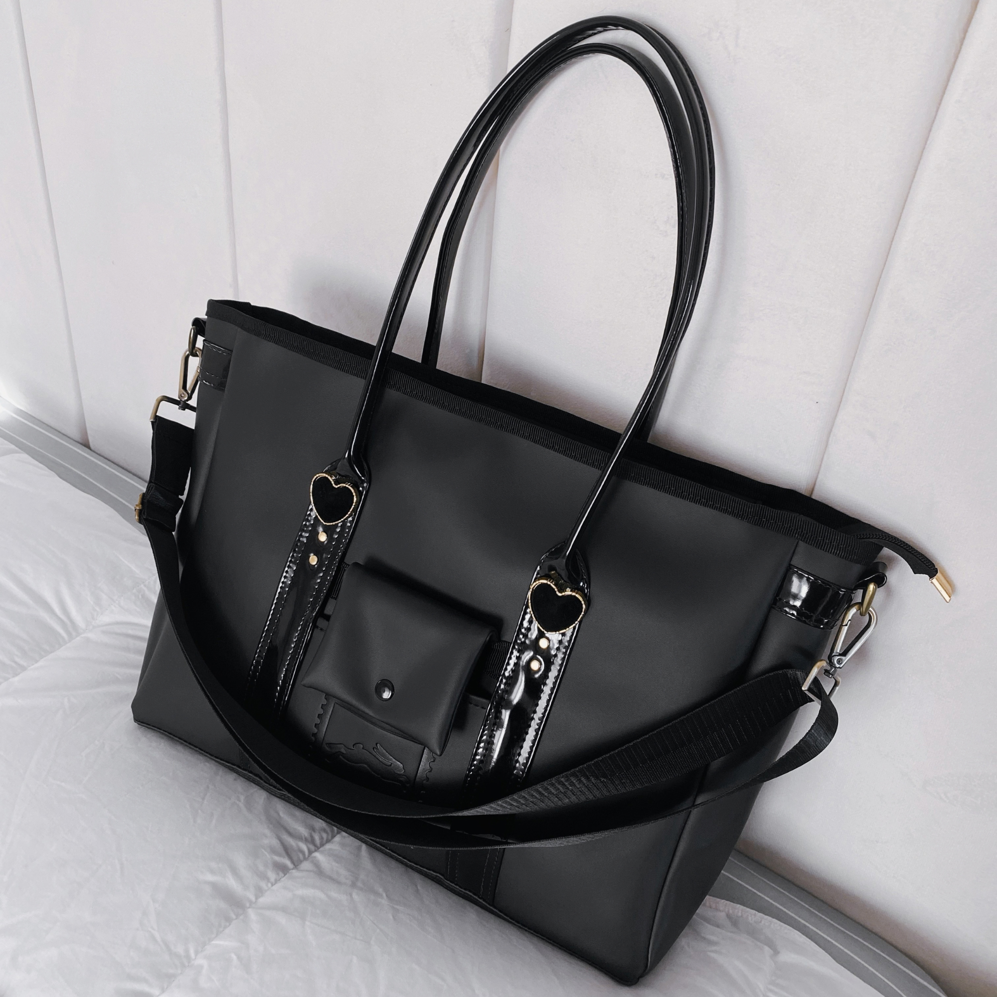 TOTEBAG OFFICE VELVET HEARTS  2