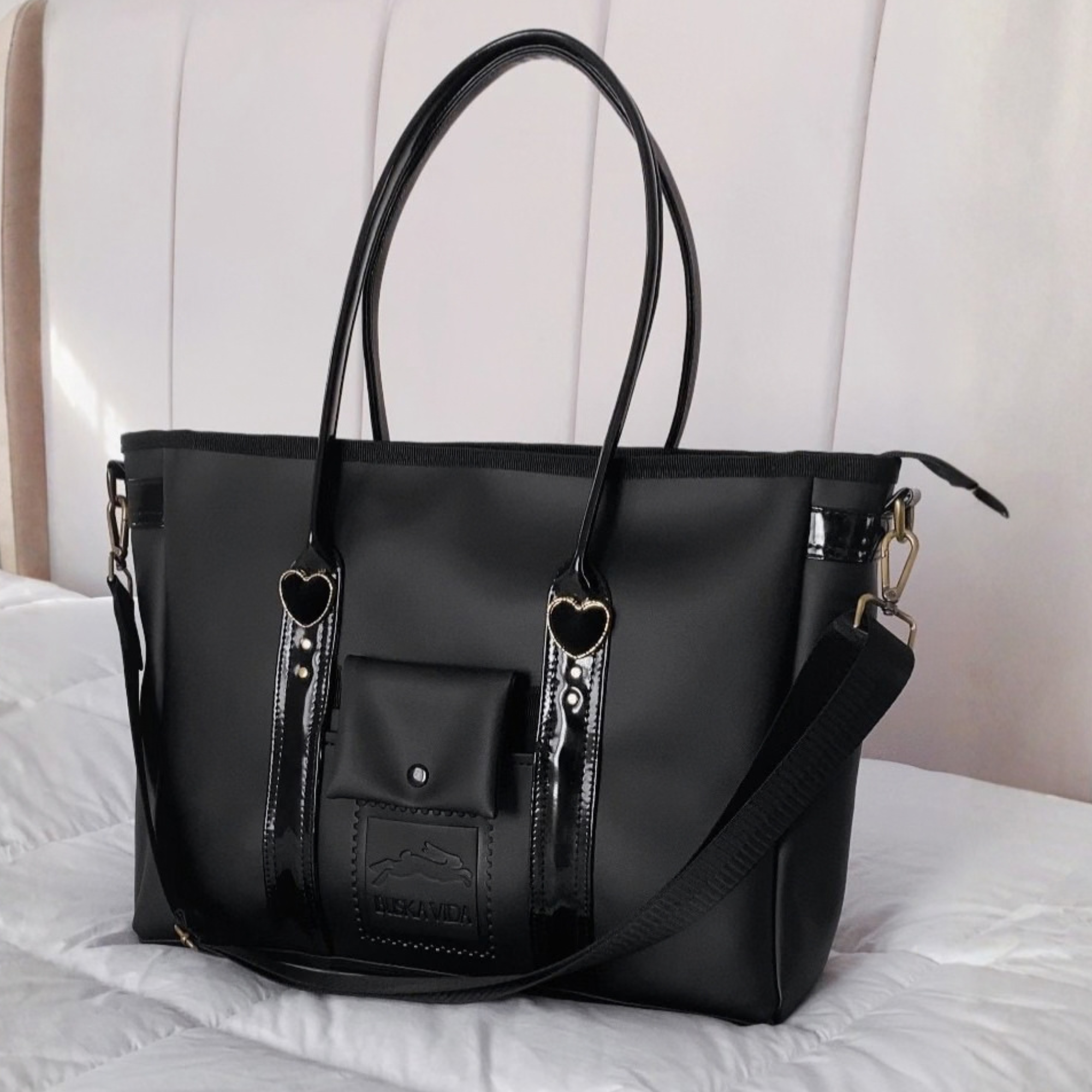 TOTEBAG OFFICE VELVET HEARTS  1