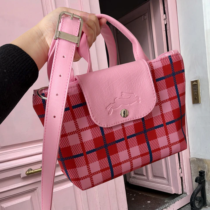 CROSSBODY POCKET TARTAN PINK 3