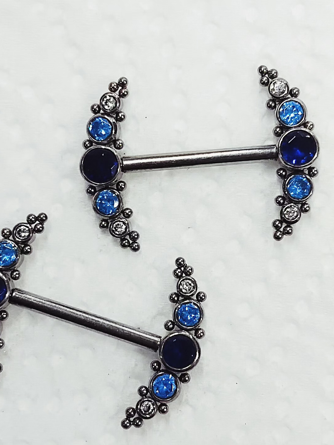 Piercing nipples circonitas azules titanio grado implante 14 mm 1