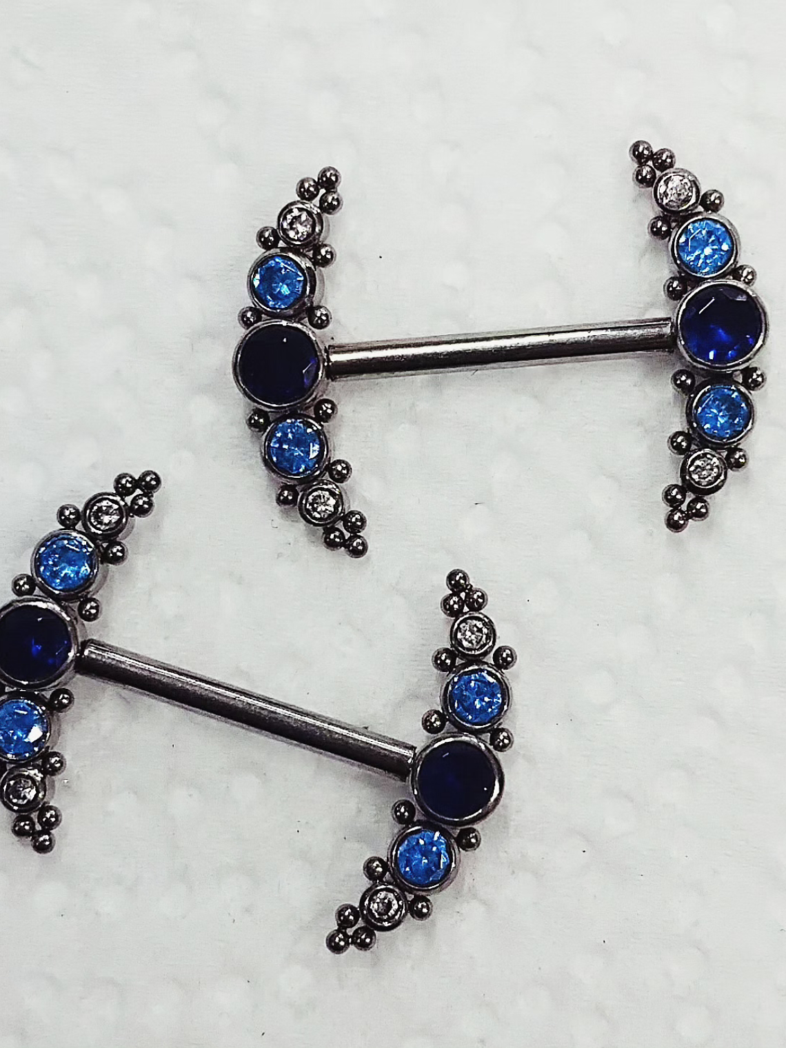 Piercing nipples circonitas azules titanio grado implante 14 mm 3