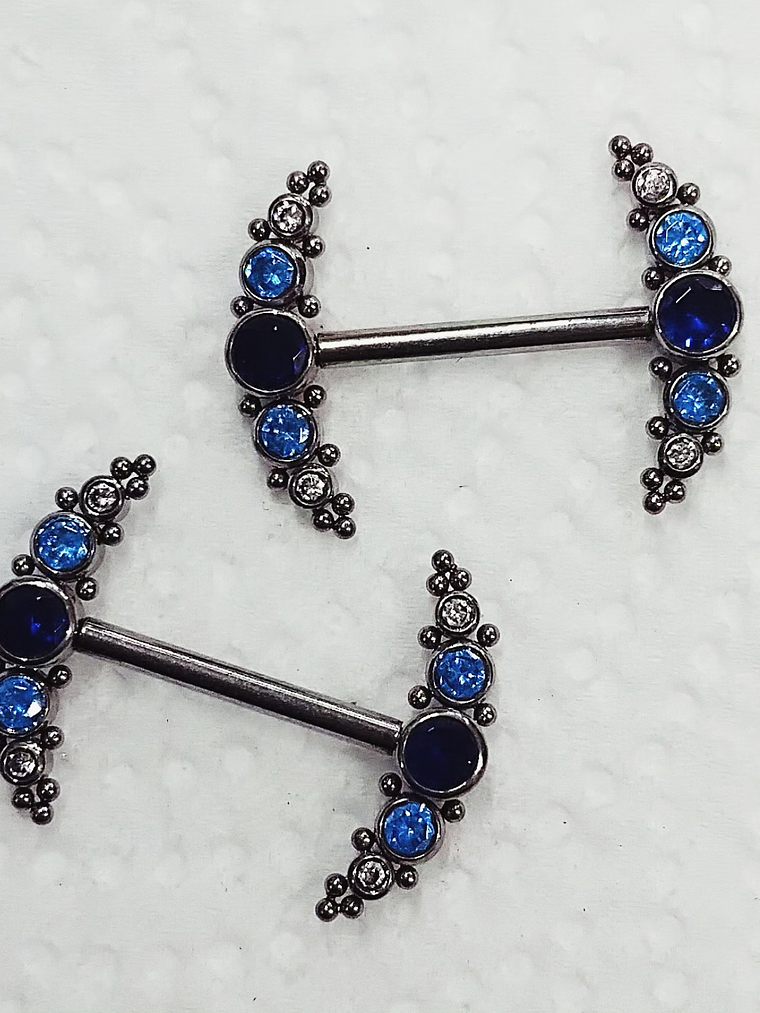 Piercing nipples circonitas azules titanio grado implante 14 mm 3