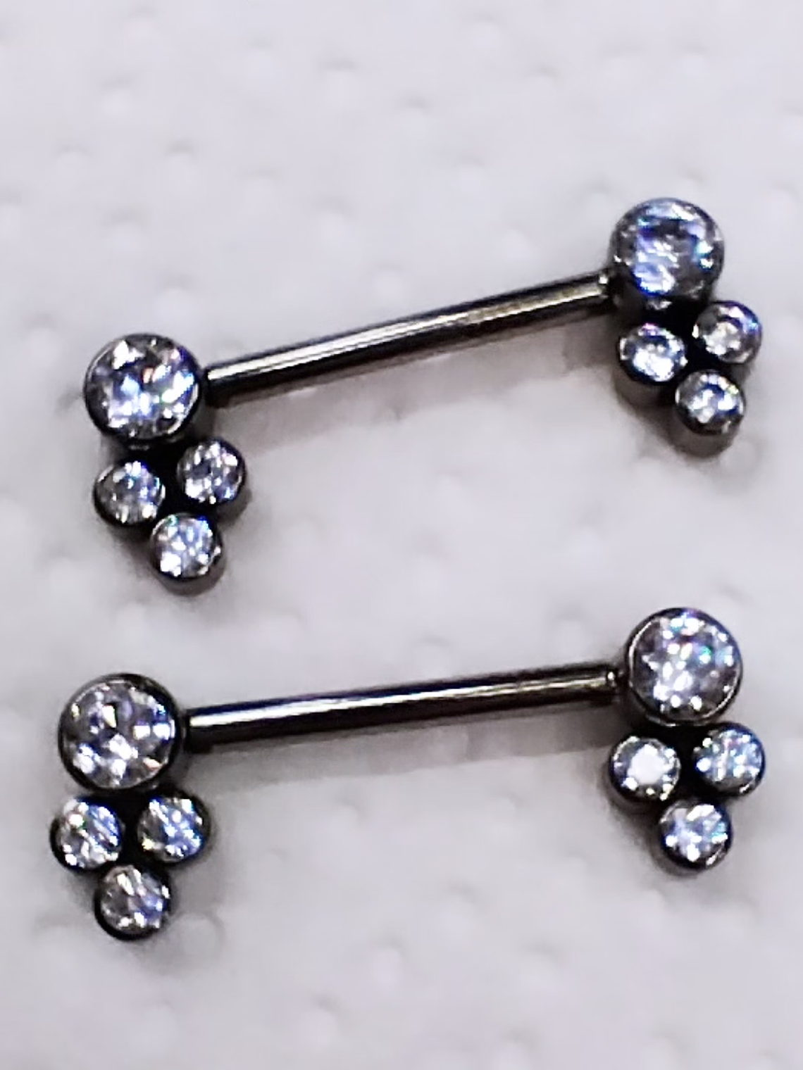 Piercing nipples circonitas blancas titanio grado implante 14mm  1