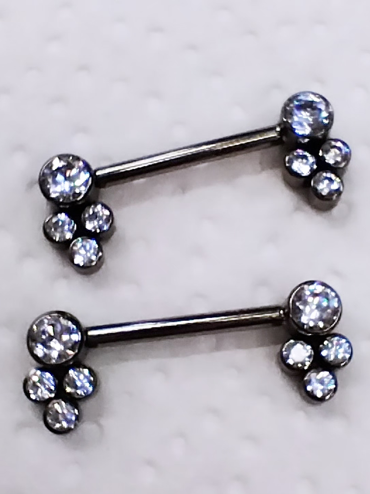 Piercing nipples circonitas blancas titanio grado implante 14mm  1