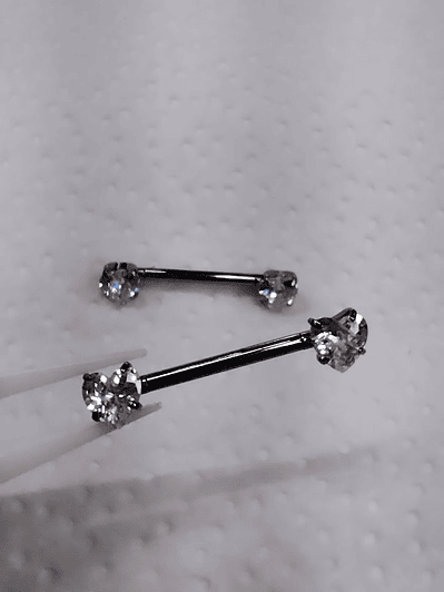 Nipples corazón blanco circonita de Titanio 14mm (14g)