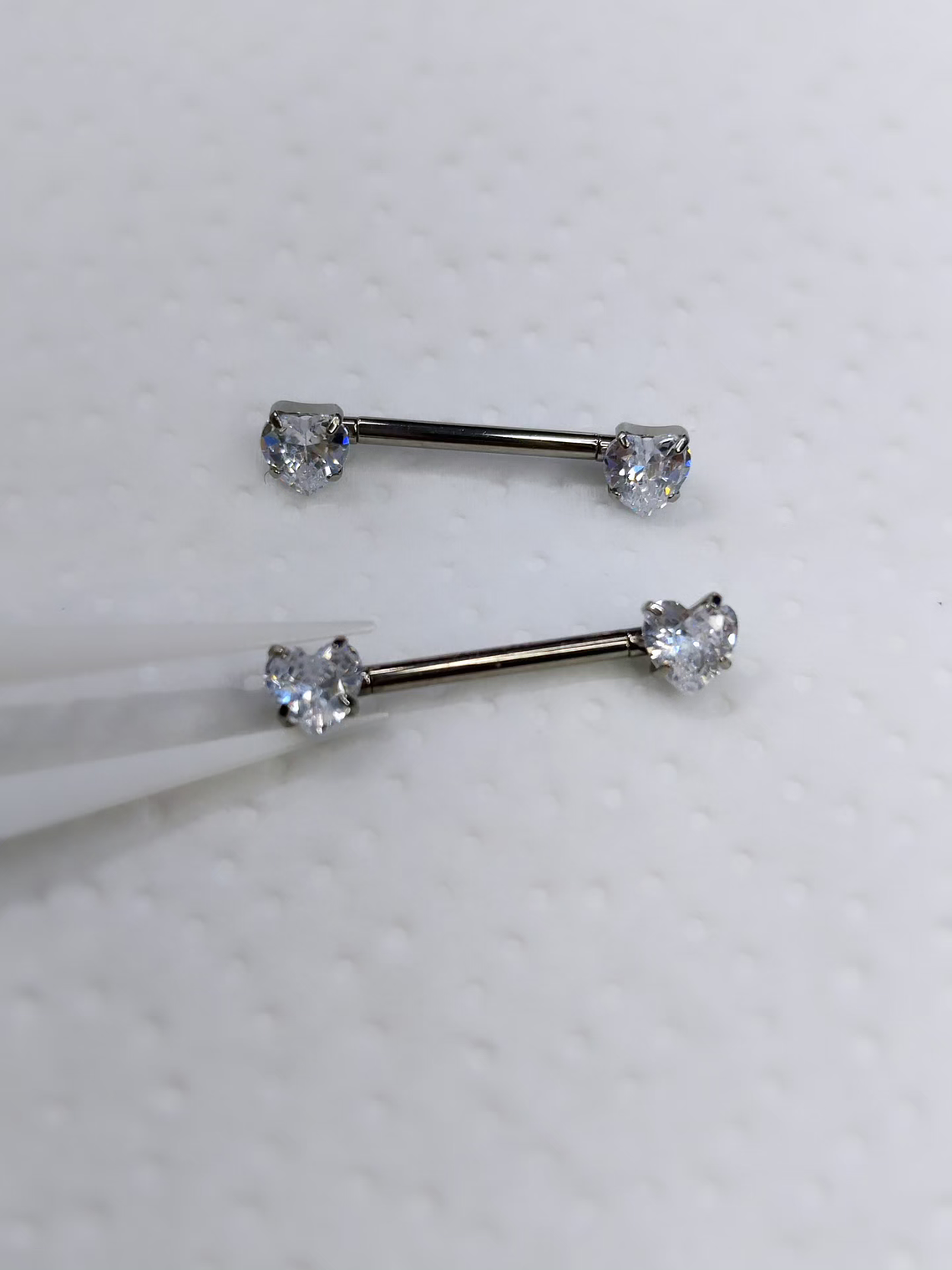 Nipples corazón blanco circonita de Titanio 14mm (14g) 2