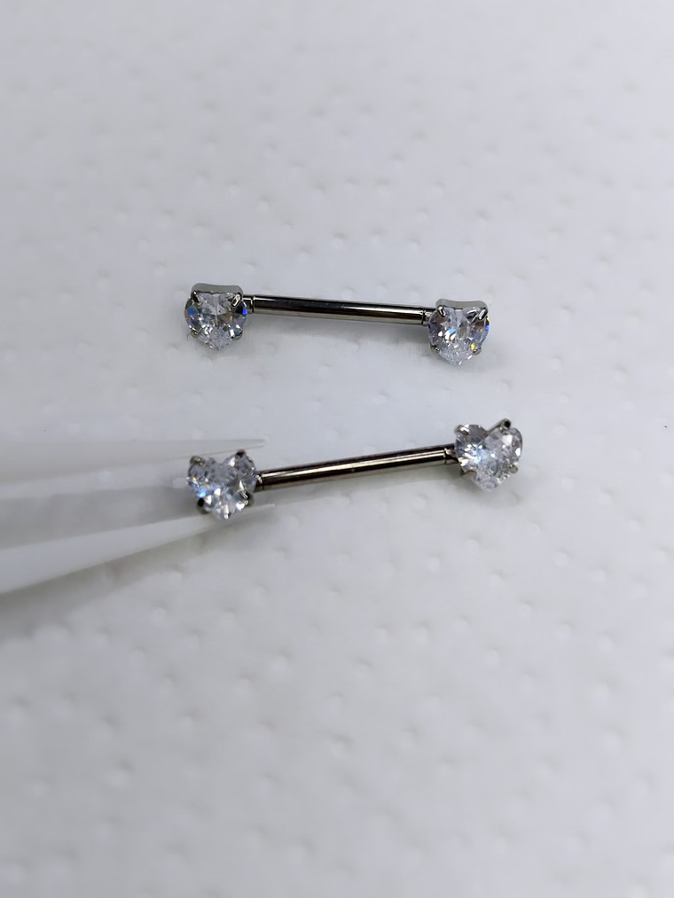 Nipples corazón blanco circonita de Titanio 14mm (14g) 2