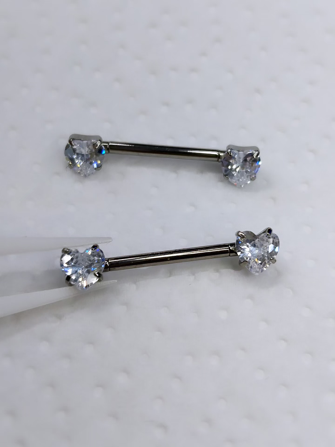 Nipples corazón blanco circonita de Titanio 14mm (14g) 3