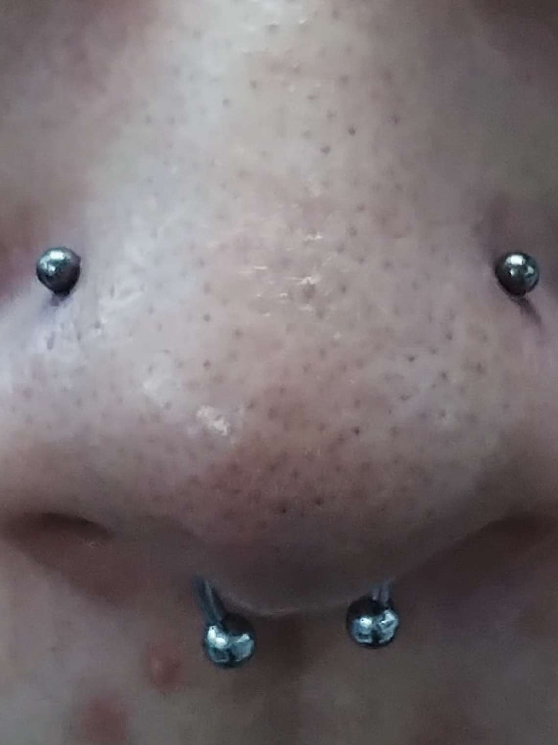 Perforación Doble nostril (simetría) titanio grado implantes (16g) 2