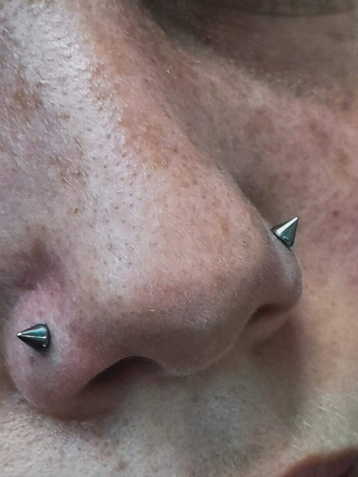 Perforación Doble nostril (simetría) titanio grado implantes (16g) 3