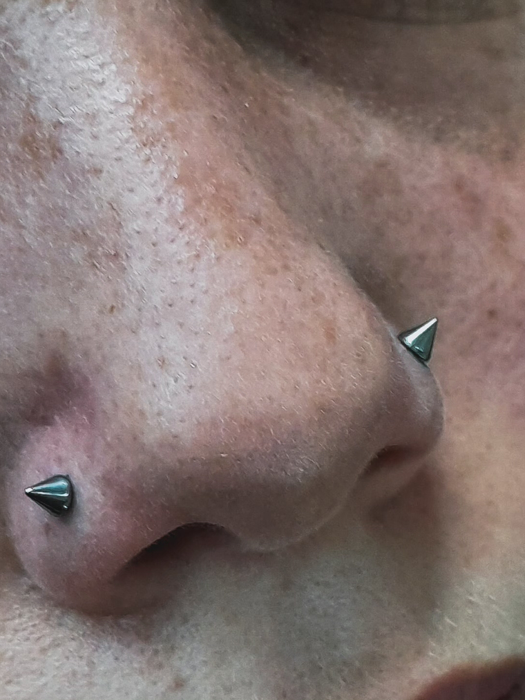 Perforación Doble nostril (simetría) titanio grado implantes (16g) 3