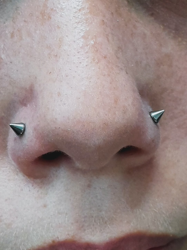Perforación Doble nostril (simetría) titanio grado implantes (16g) 4