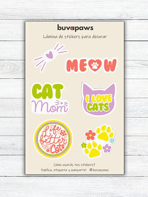 Lámina Stickers CAT LOVER
