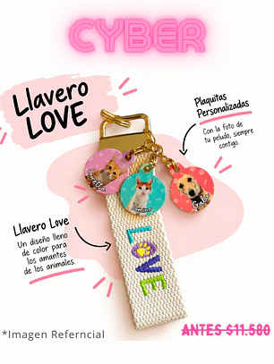 CYBER LLAVERO LOVE + 1 PLACA PERSONALIZADA