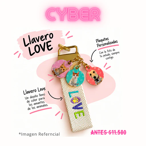 CYBER LLAVERO LOVE + 1 PLACA PERSONALIZADA 1