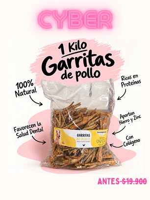 CYBER - 🐾 GARRITAS DE POLLO DESHIDRATADAS · 1 KILO
