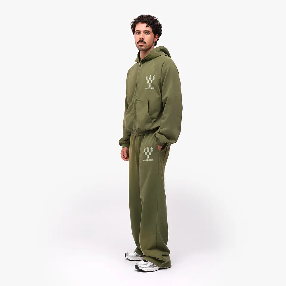 Tracksuit Large Pants & Zipper Olive 1