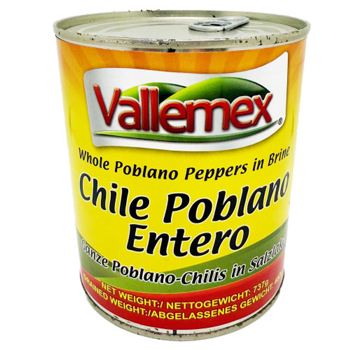 Pimentos Poblanos Inteiros 737g | Vallemex 1