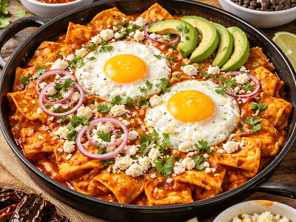 Chilaquiles com Salsa Roja | Pequeno-Almoço Mexicano Tradicional