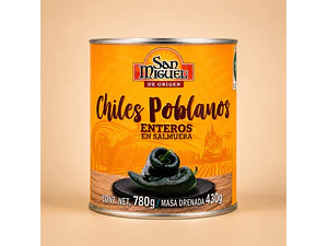 Whole Poblano Peppers 780g | San Miguel