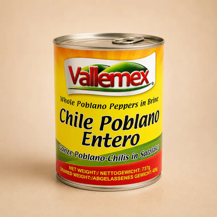 Pimentos Poblanos Inteiros 737g | Vallemex 1