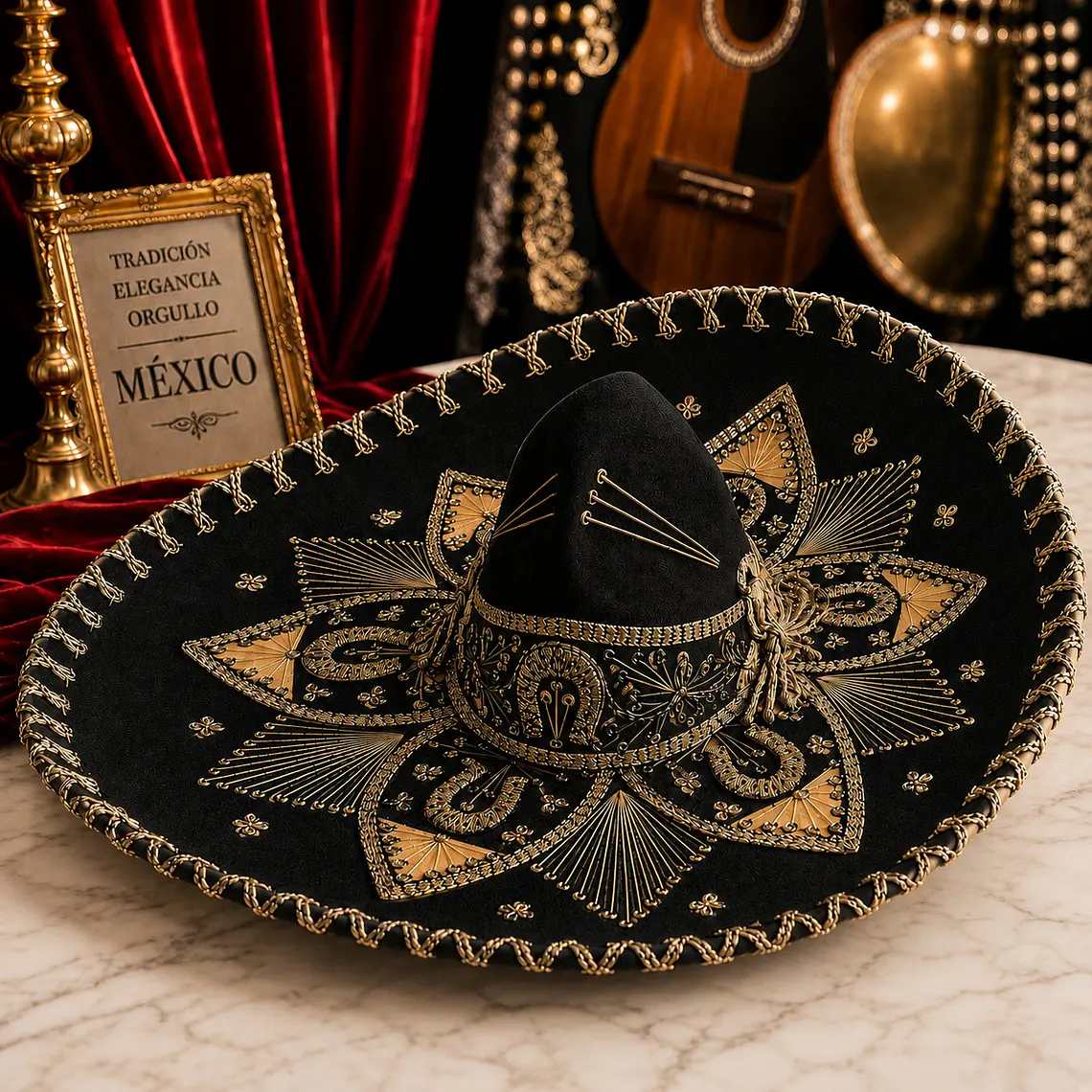 Authentic Mexican Charro Sombrero, Velvet Mariachi Hat 3