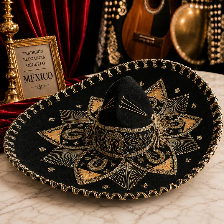 Authentic Mexican Charro Sombrero, Velvet Mariachi Hat 3