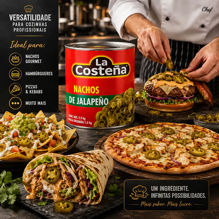 Chiles Jalapeños Nachos La Costeña, 2.8kg 2