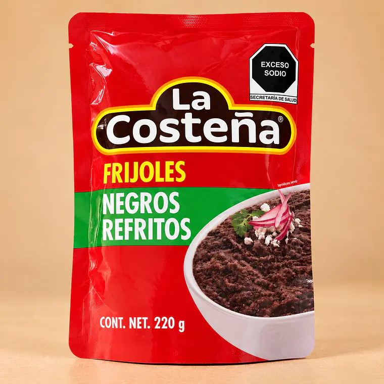 Frijoles Negros Refritos La Costeña 220g 1