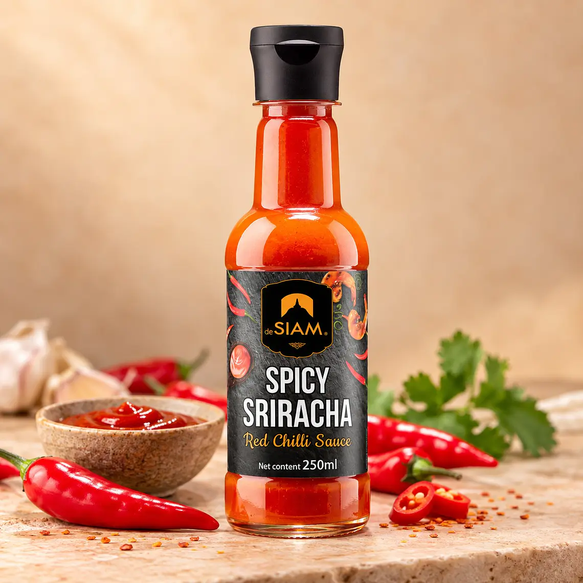 deSIAM Spicy Sriracha Red Chilli Sauce 250ml 3