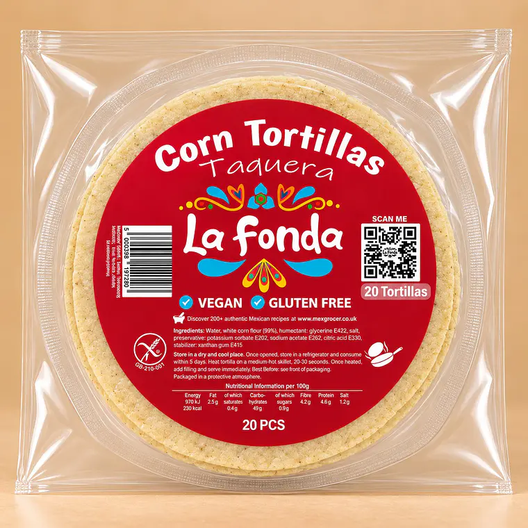 Tortilhas de Milho Branco La Fonda LS Taquera 12cm 1