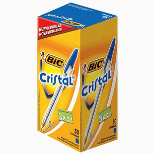 Lapiz pasta azul caja 50 Unid 1.00 mm cristal bic