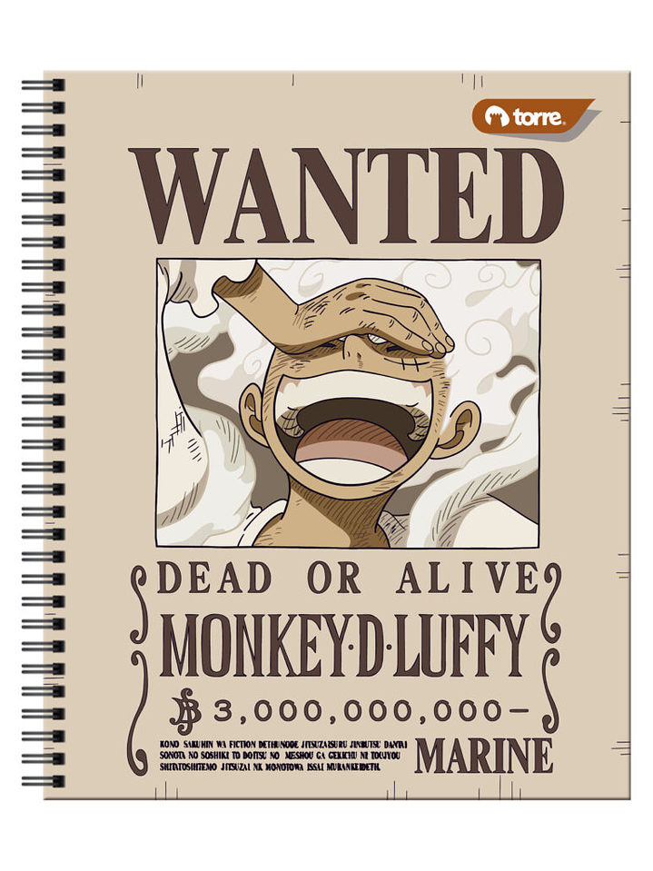 Cuaderno Universitario Torre Clásico One Piece 7mm 100 hojas 9
