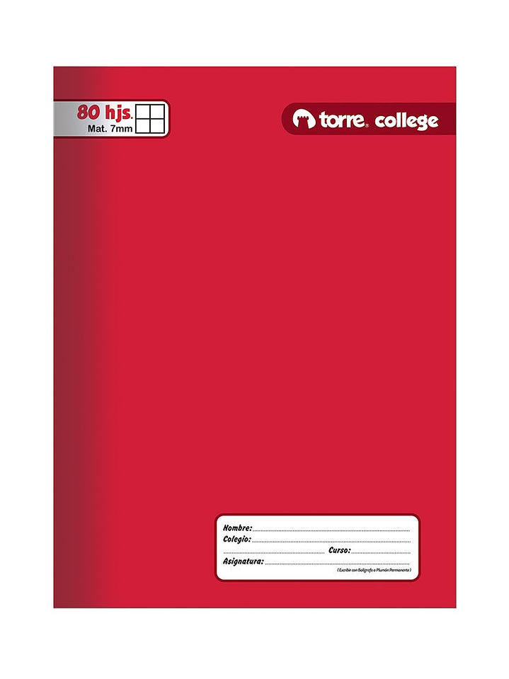 Cuaderno Torre College Liso 7mm 80 hojas 2