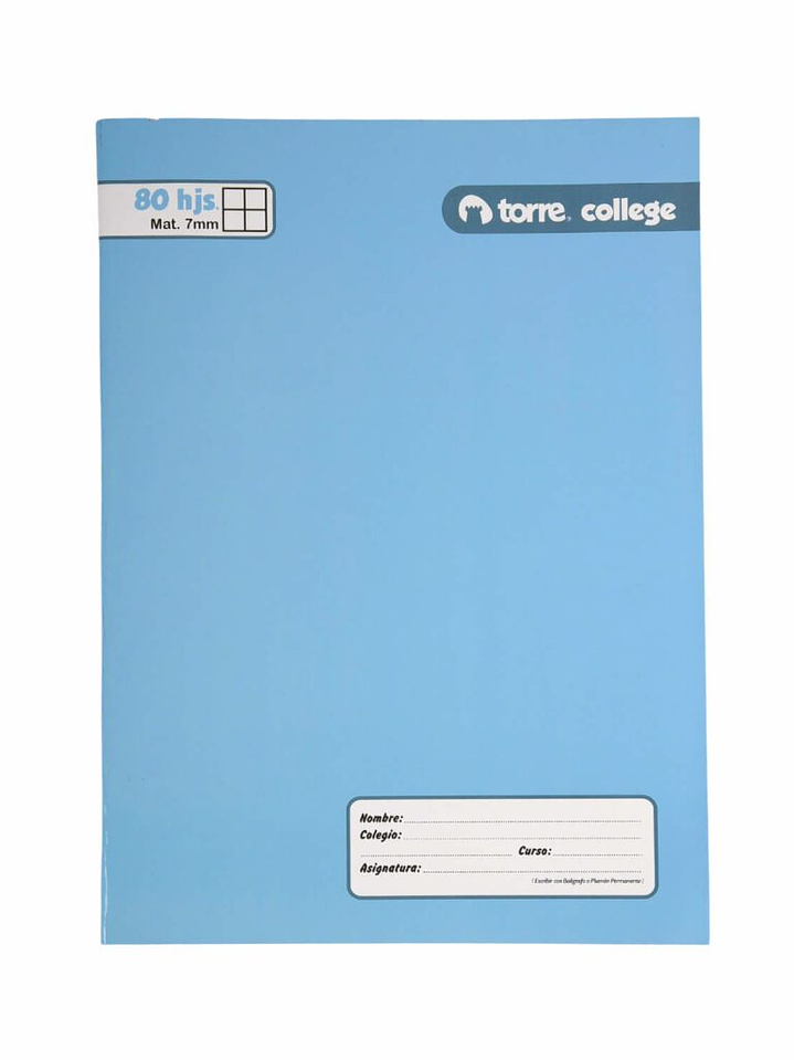 Cuaderno Torre College Liso 7mm 80 hojas 5