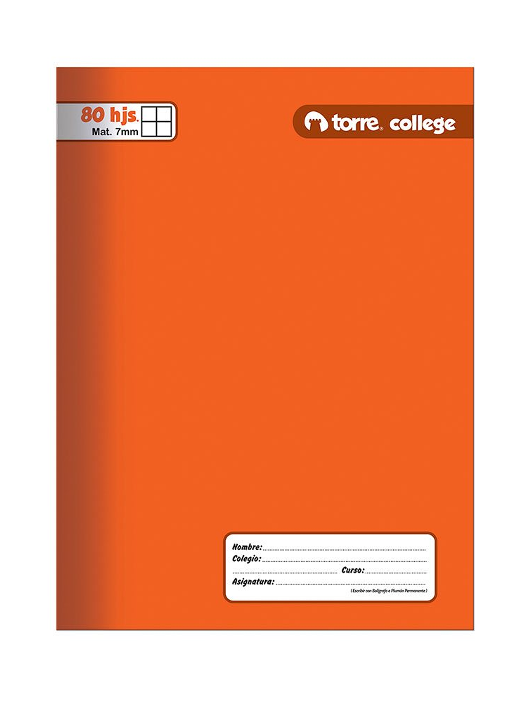 Cuaderno Torre College Liso 7mm 80 hojas 7