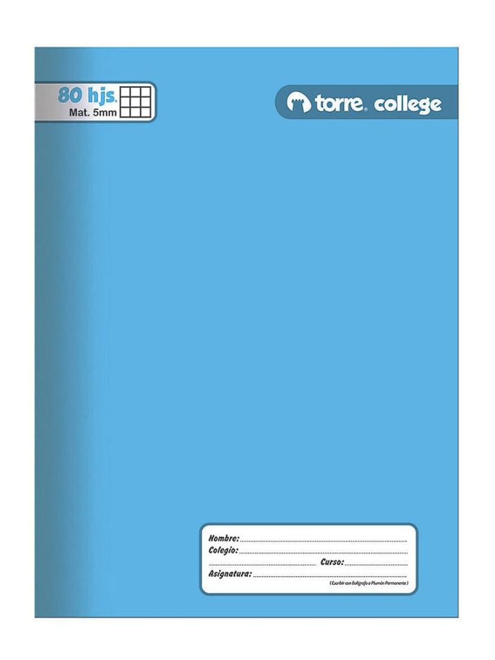 Cuaderno Torre College Liso 5mm 80 hojas 2