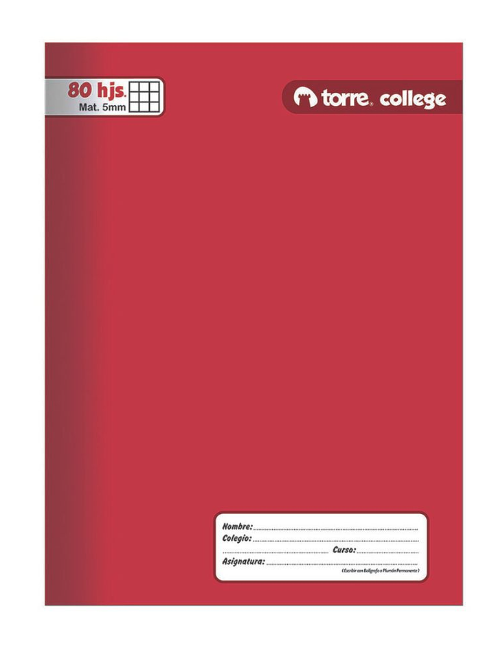 Cuaderno Torre College Liso 5mm 80 hojas 4