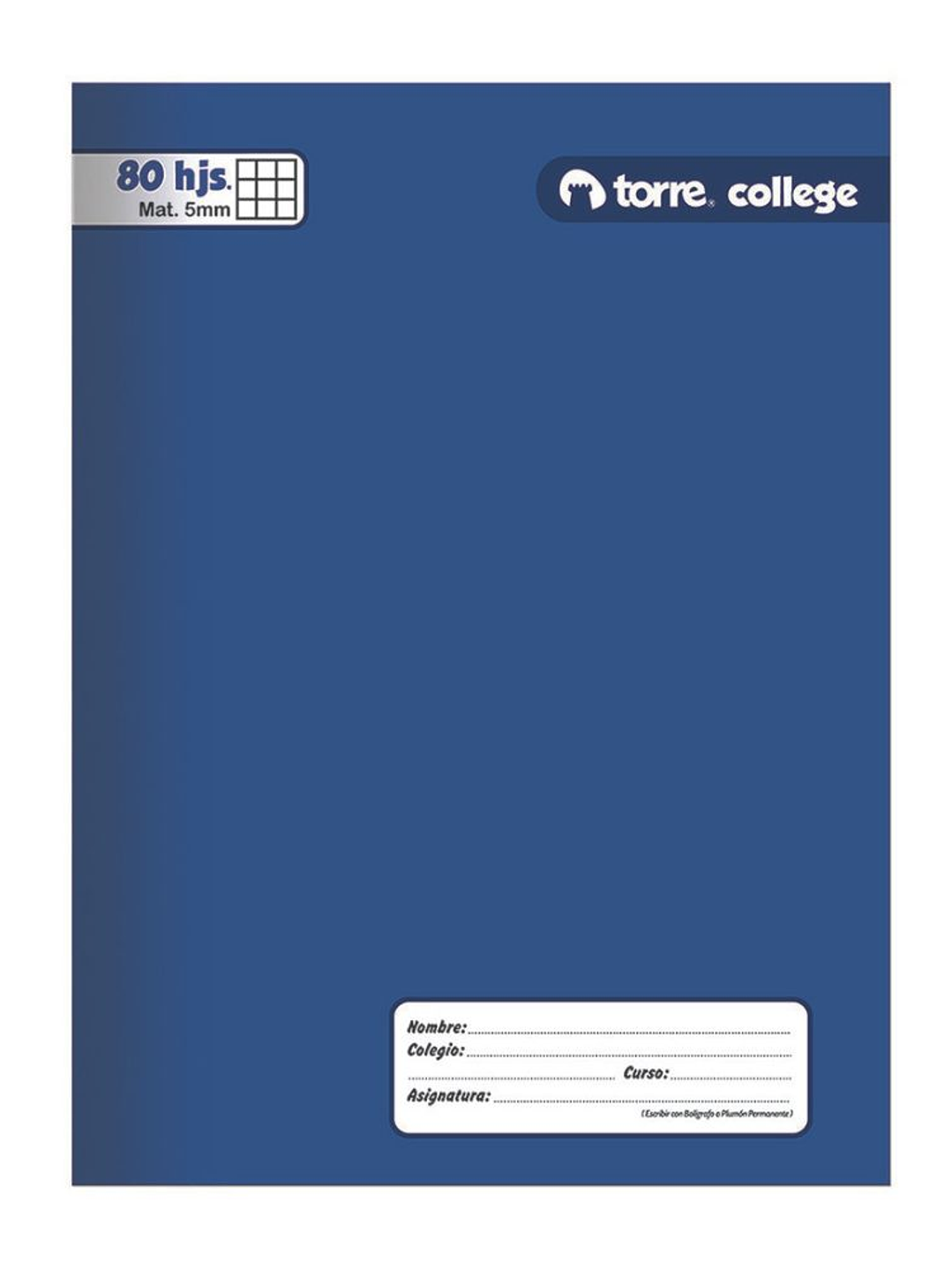 Cuaderno Torre College Liso 5mm 80 hojas 5
