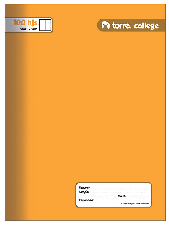Cuaderno Torre College Liso 7mm 100 hojas 3