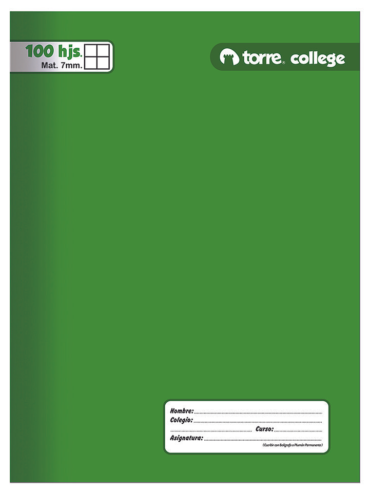 Cuaderno Torre College Liso 7mm 100 hojas 4