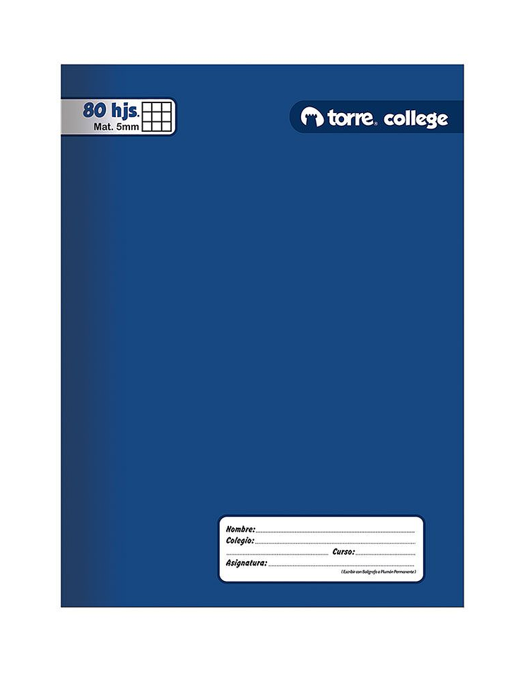 Cuaderno Torre College Liso 5mm 100 hojas 4