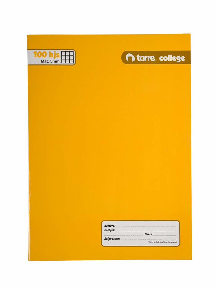 Cuaderno Torre College Liso 5mm 100 hojas 5