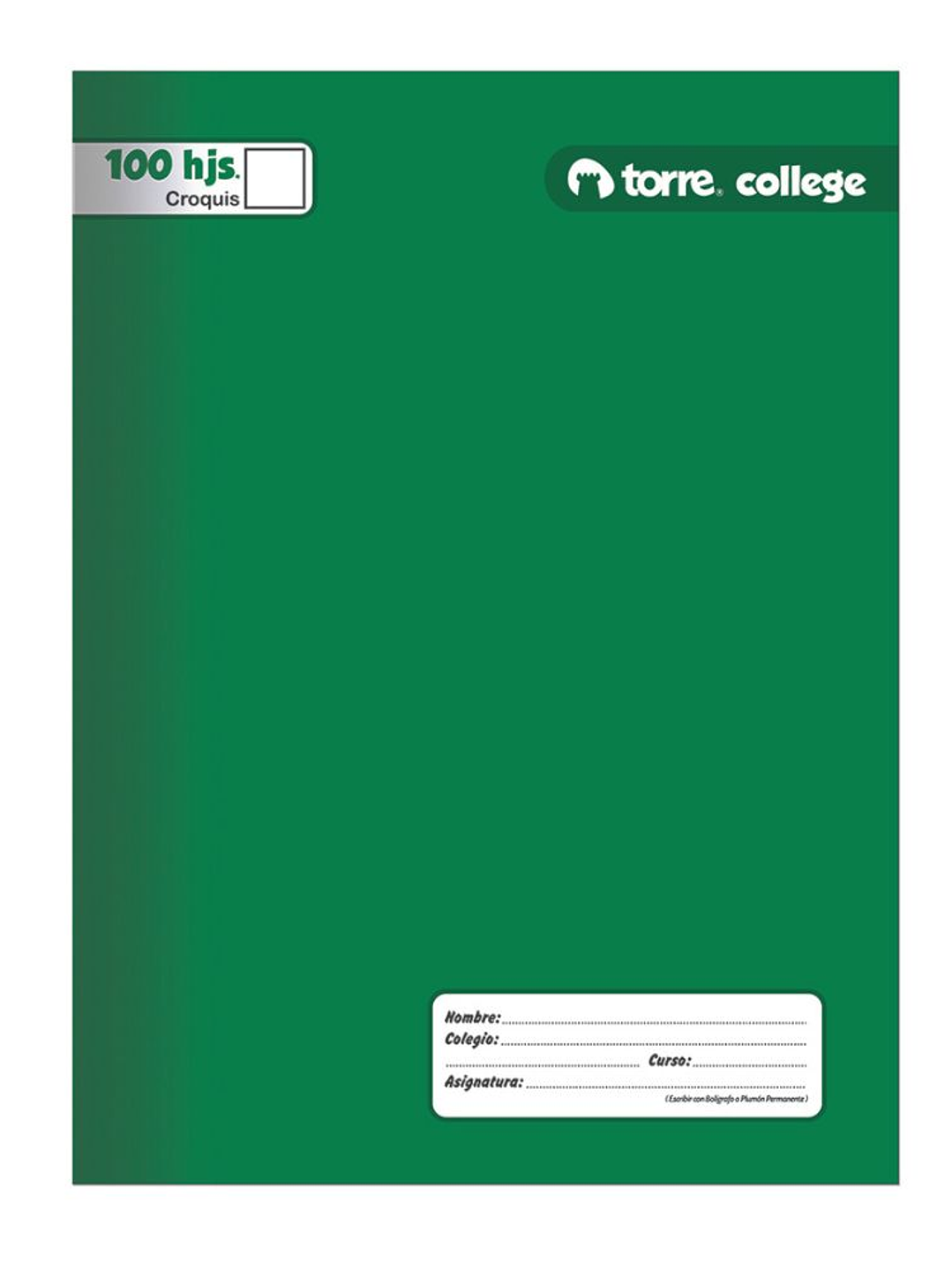 Cuaderno Torre College Liso Croquis 100 hojas 1