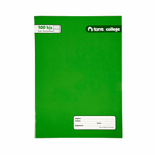 Cuaderno Torre College Liso Caligrafía horizontal 100 hojas